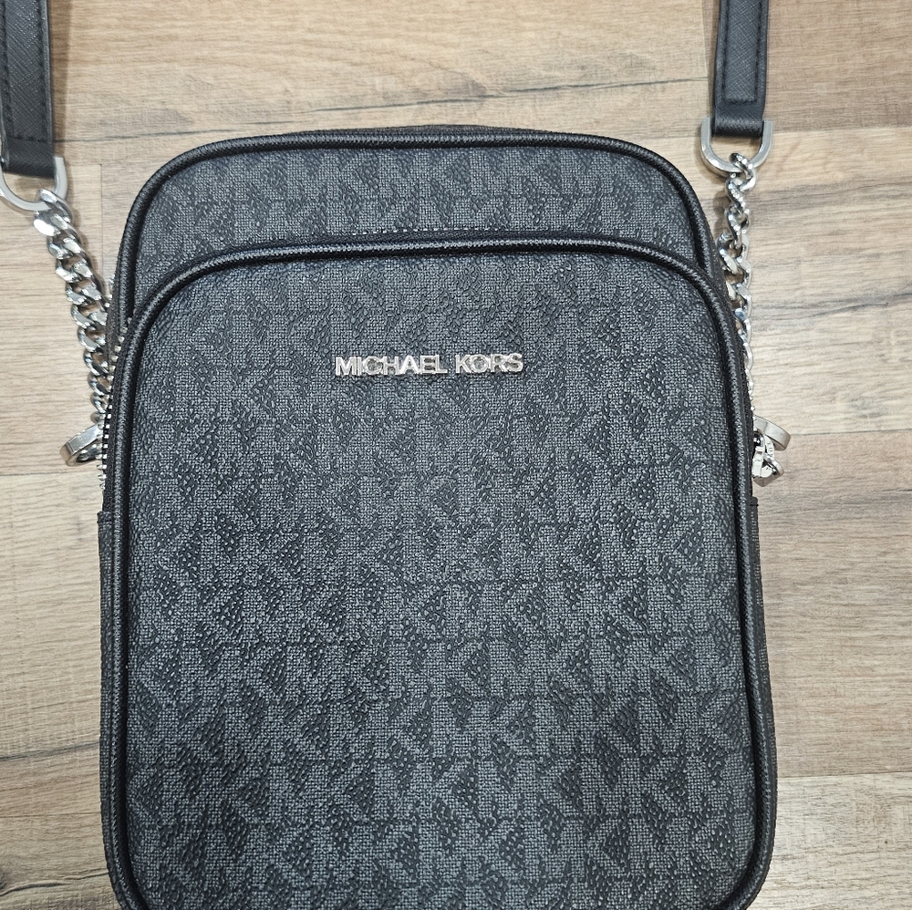 Michael Kors Small Black and Gray Messenger Bag - Picture 2 of 5